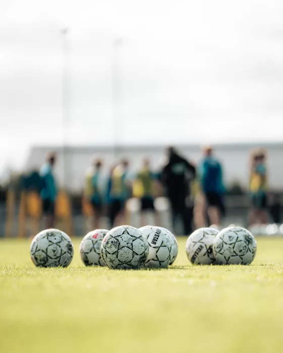 Wedstrijdballen op het trainingsveld