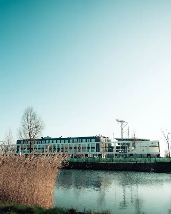 Kooi Stadion aan het water met riet